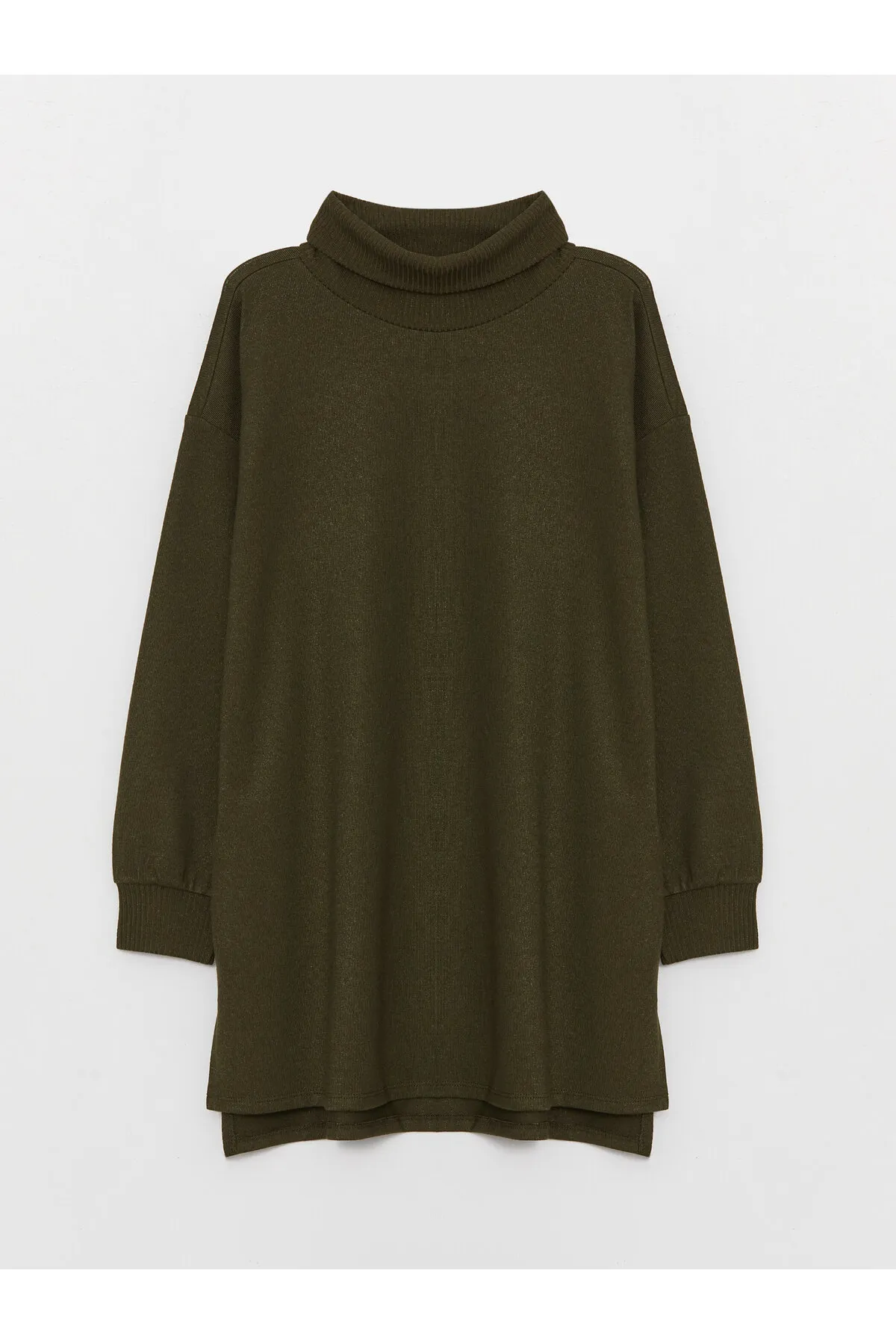 LC Waikiki  Rollkragenpullover, einfarbig, langärmlig, übergroße Damen-Tunika