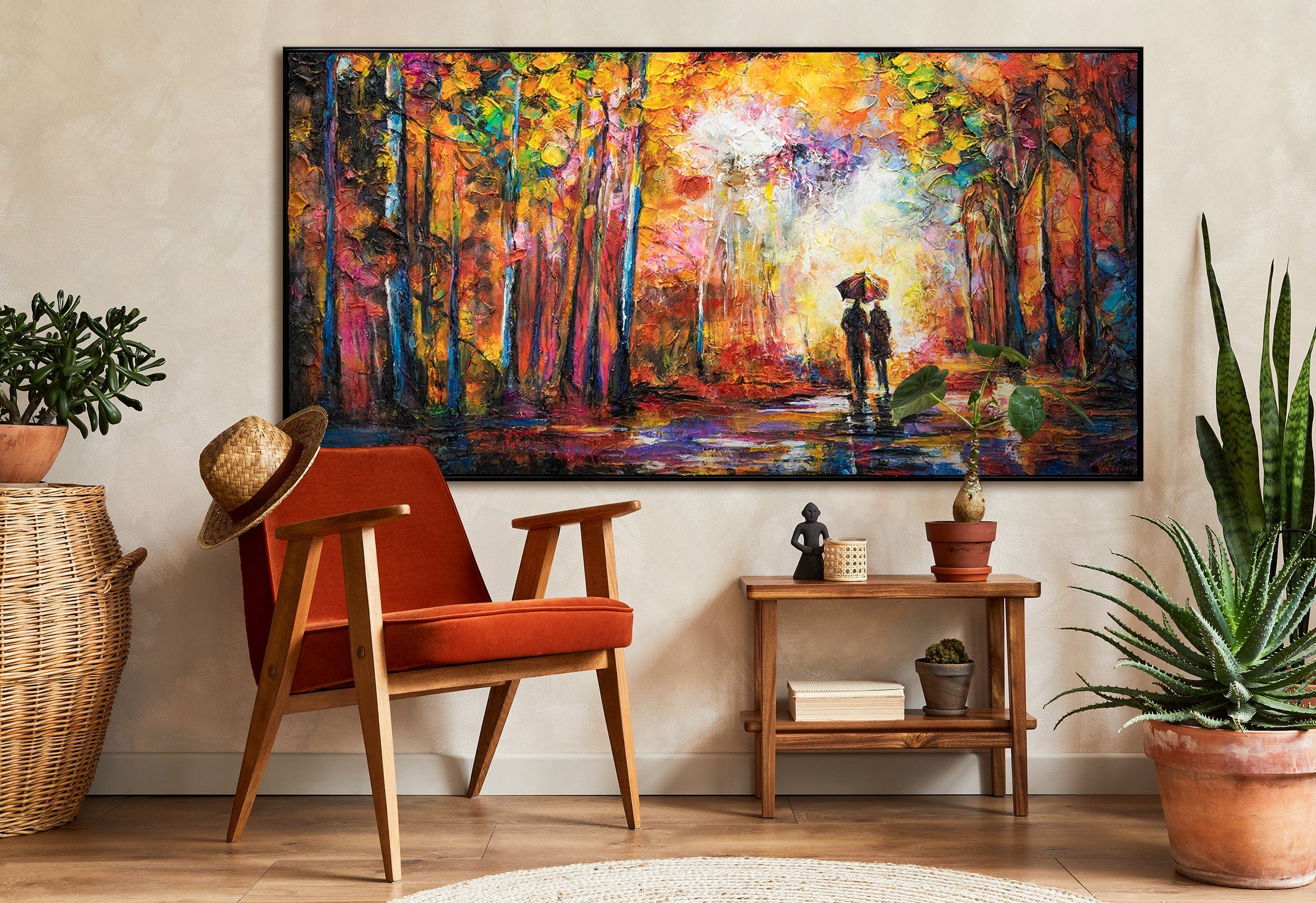 YS-Art Gemälde Erschaffung, Romantisches auf Leinwand Bild Handgemalt Pärchen mit Rahmen