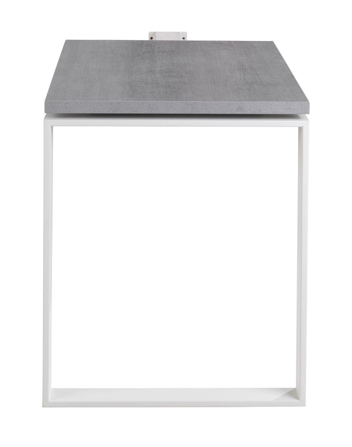 Composad Tischaufsatz Anstelltisch DISEGNO, B 90 x H 75 cm, Betondekor, Weiß lackiertes Metallgestell