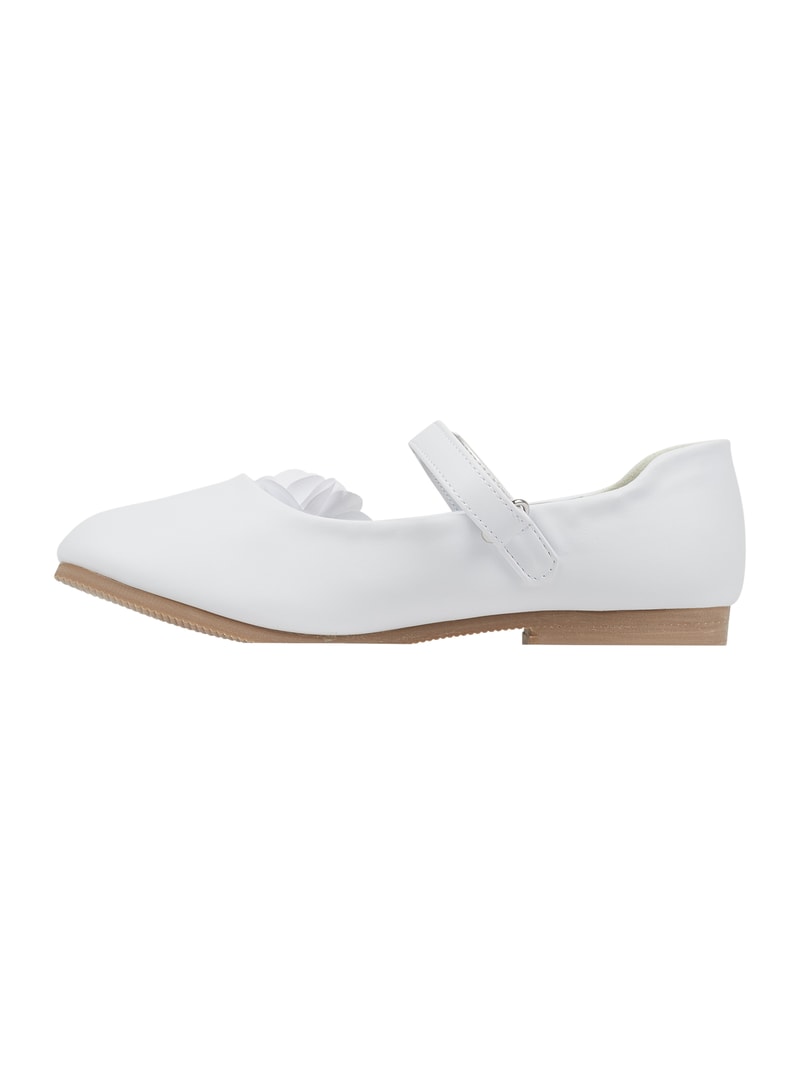 Ballerinas mit Blüten-Applikation in weiß