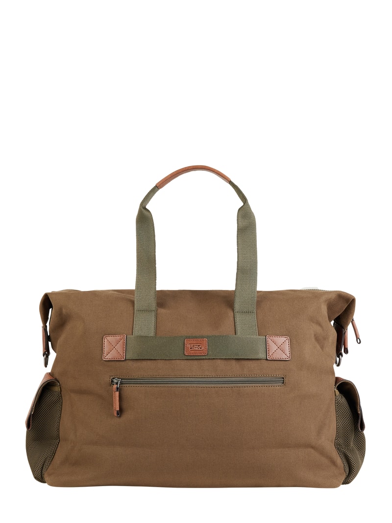 Weekender mit Leder-Anteil in khaki