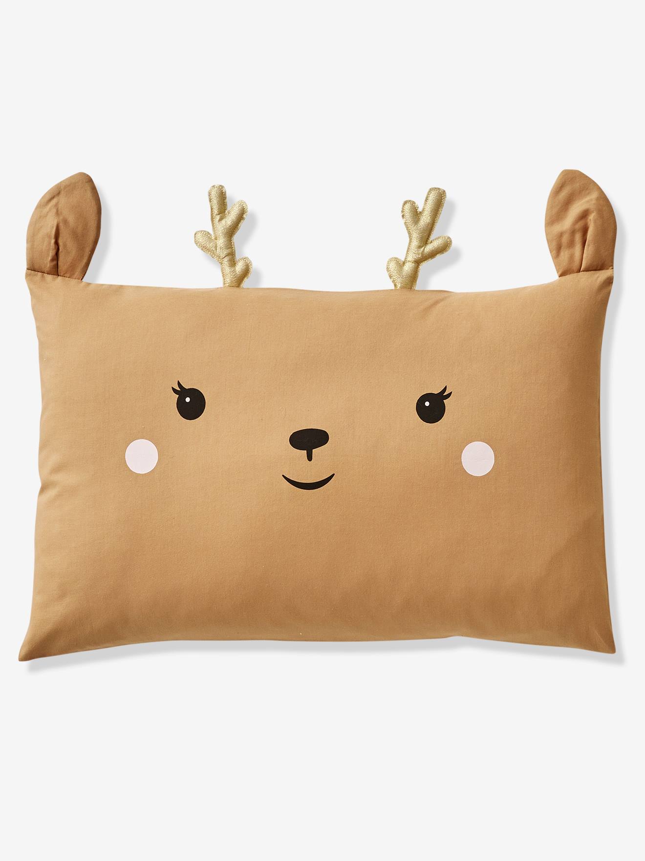 Taie d'oreiller bébé biche GREEN FOREST beige