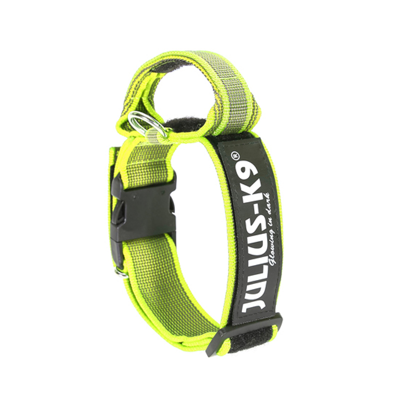 JULIUS-K9 Hundehalsbänder JULIUS-K9 Halsband mit Griff 50mm neon gelb