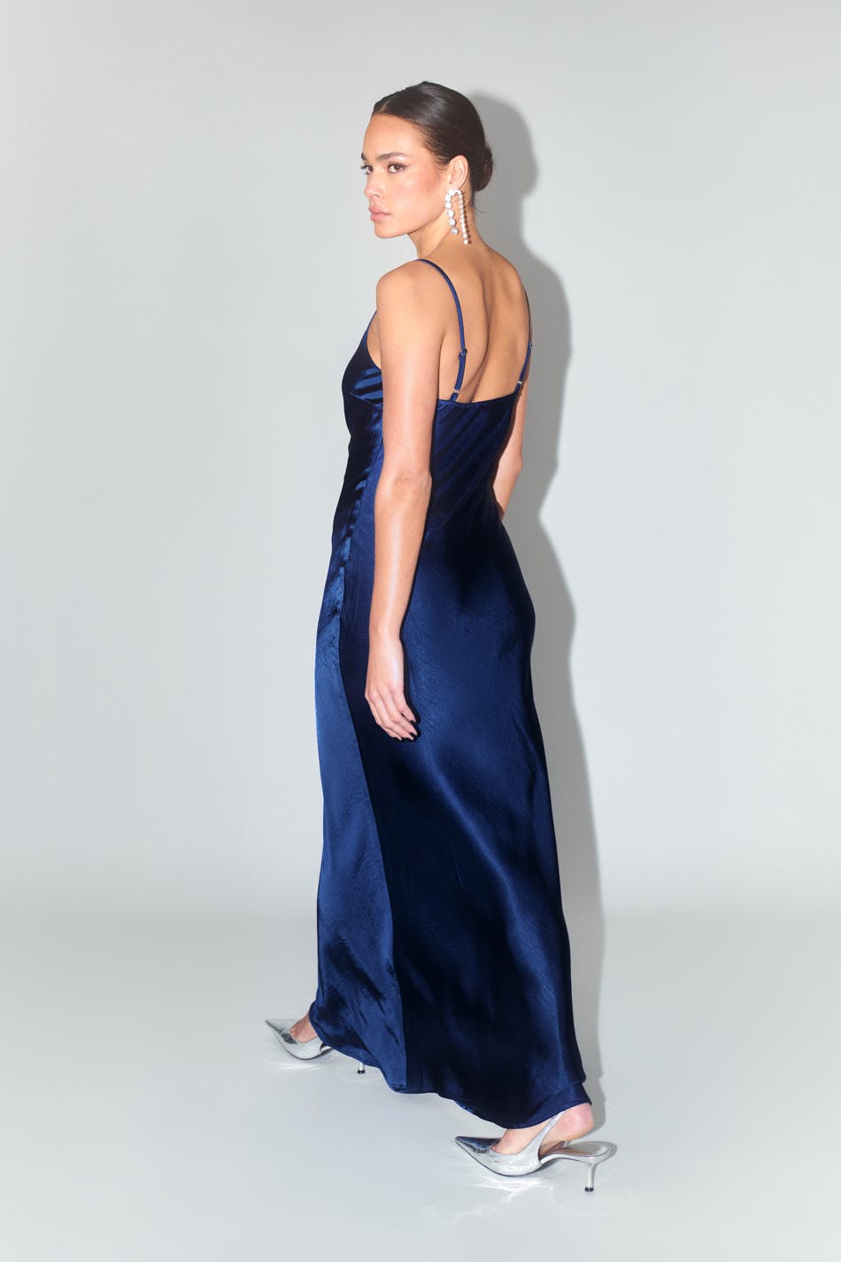 Strap satin maxi dress