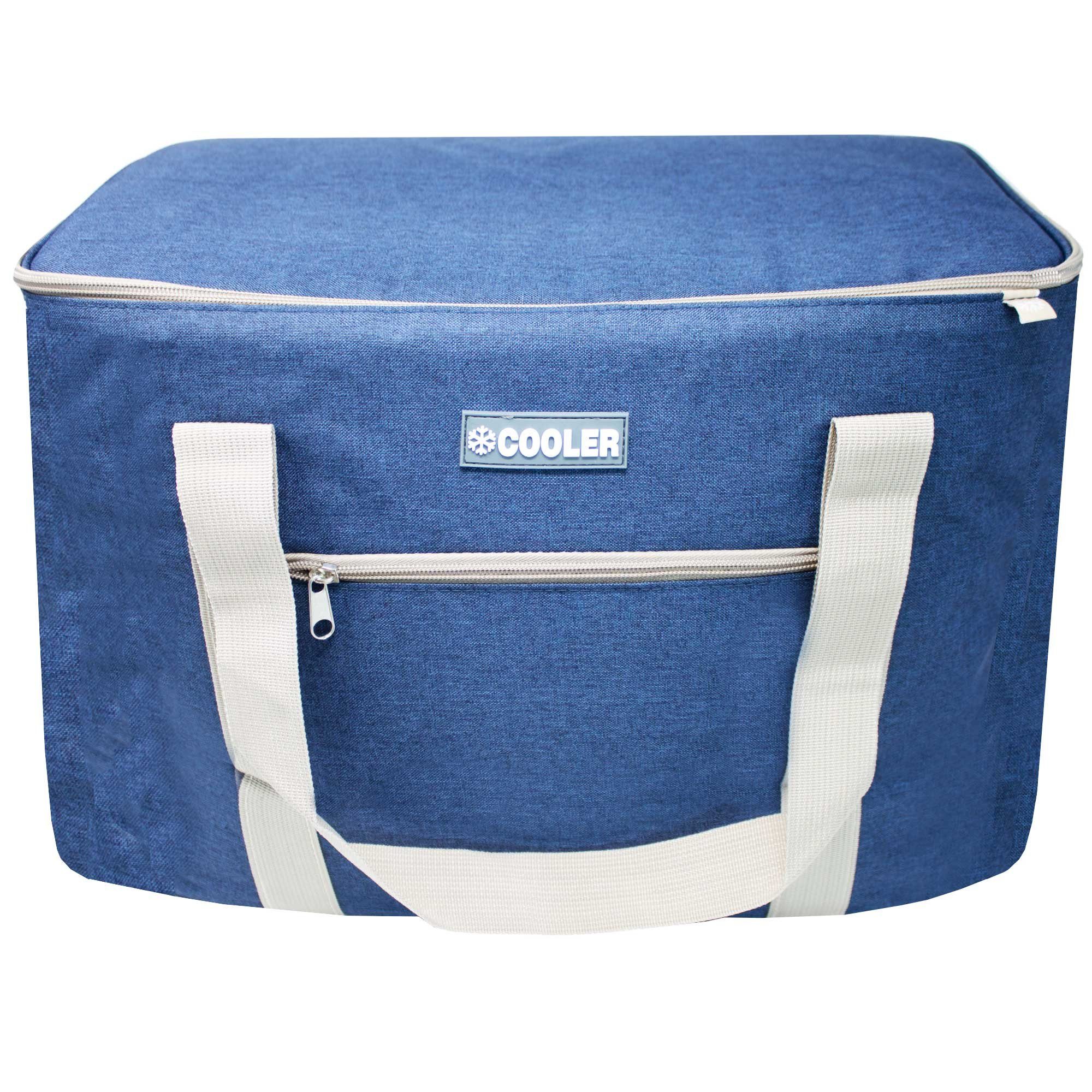 ToCi Kühltasche 36 Liter große Kühltasche Kühlbox Navy-Blau mit 6er-Set Kühlakkus