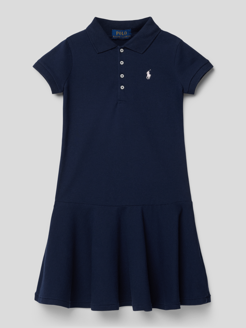 Polokleid mit Volantsaum in marineblau