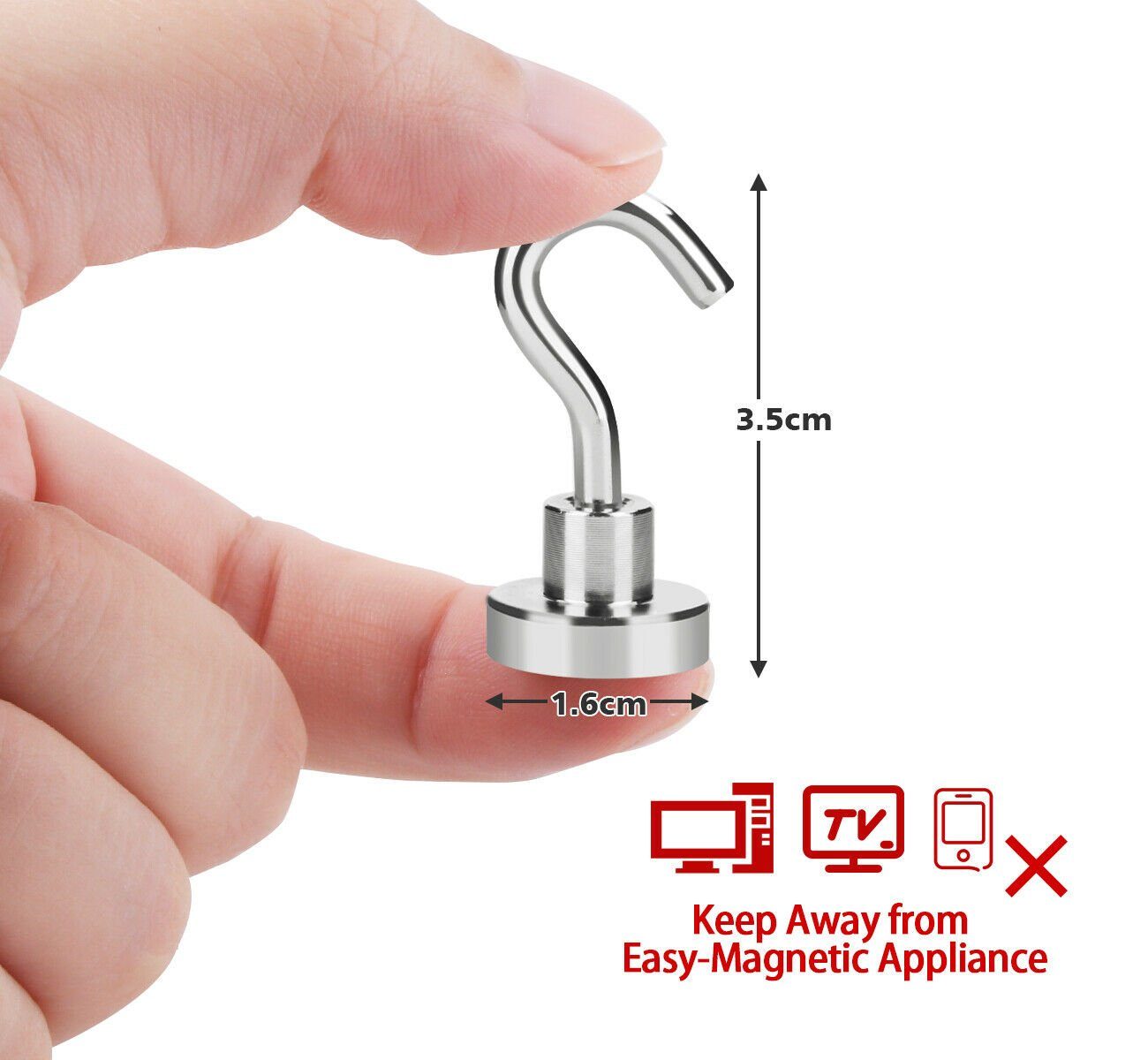 Homewit Wandhaken Magnet Haken Super Starker Neodym Magnetische Halter, (Set, 16-St., Neodym Magnet Haken), Dreifach beschichtetem Neodym-Material