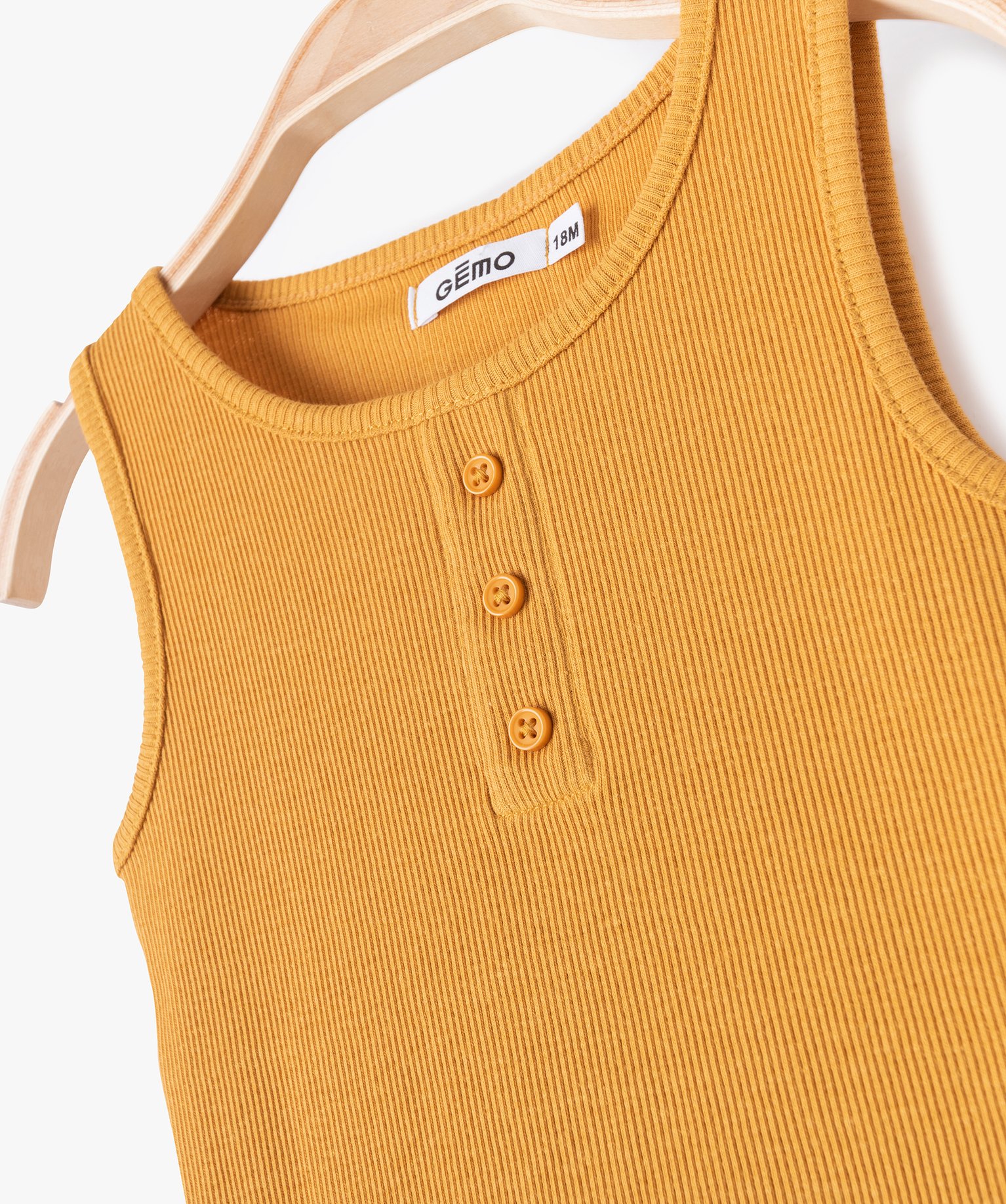 Débardeur bébé fille en maille ctelée jaune | GEMO