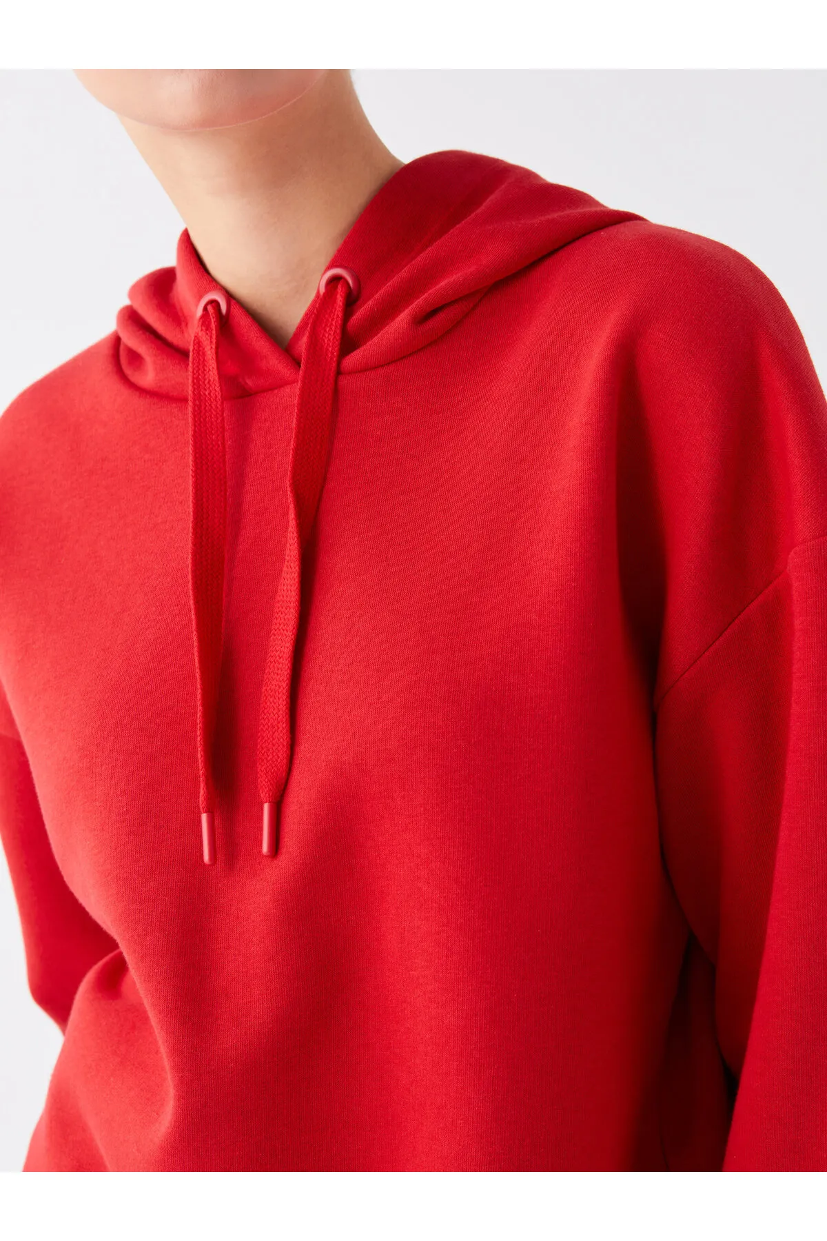 LC Waikiki  Einfarbige Langarm-Sweatshirt-Tunika für Damen mit Kapuze