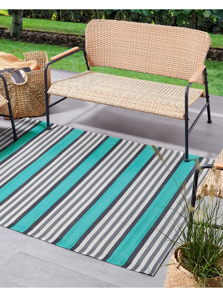 Beliani Outdoorteppich SAUGOR in Blau/Weiß/Schwarz - (W) 120 x (L) 180 cm günstig kaufen onesize