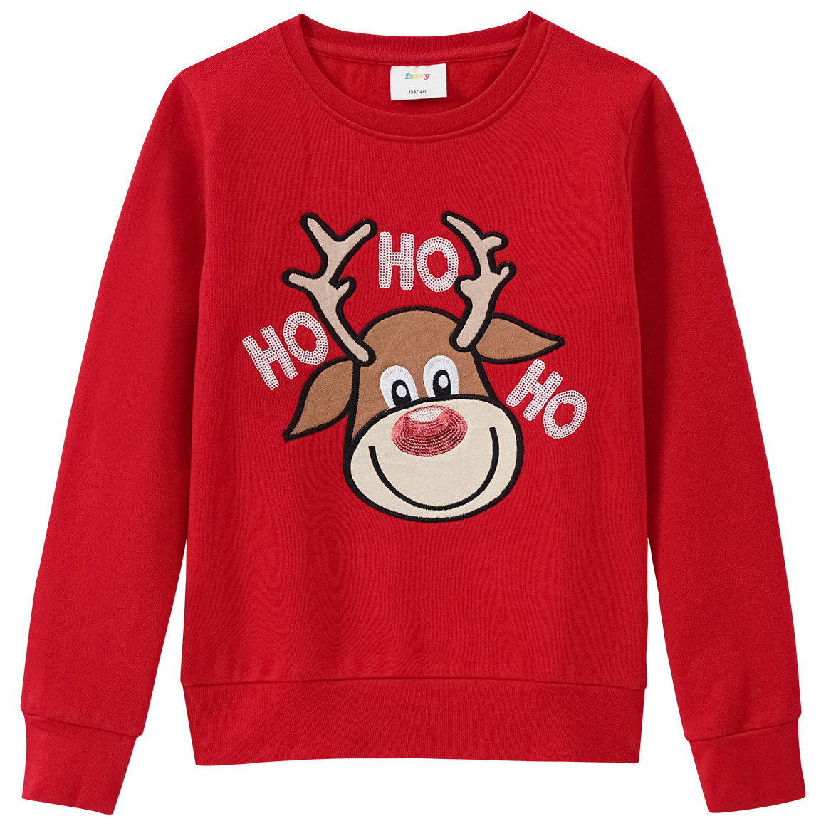 Mädchen Weihnachtssweatshirt mit Applikation rot