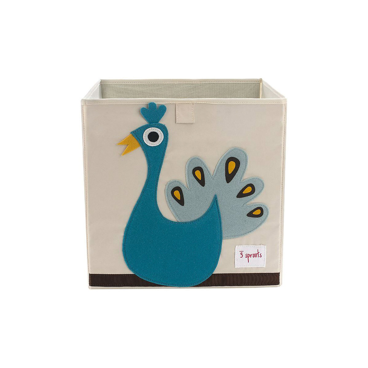 Aufbewahrungsbox faltbar, Pfau, 33 x 33 cm