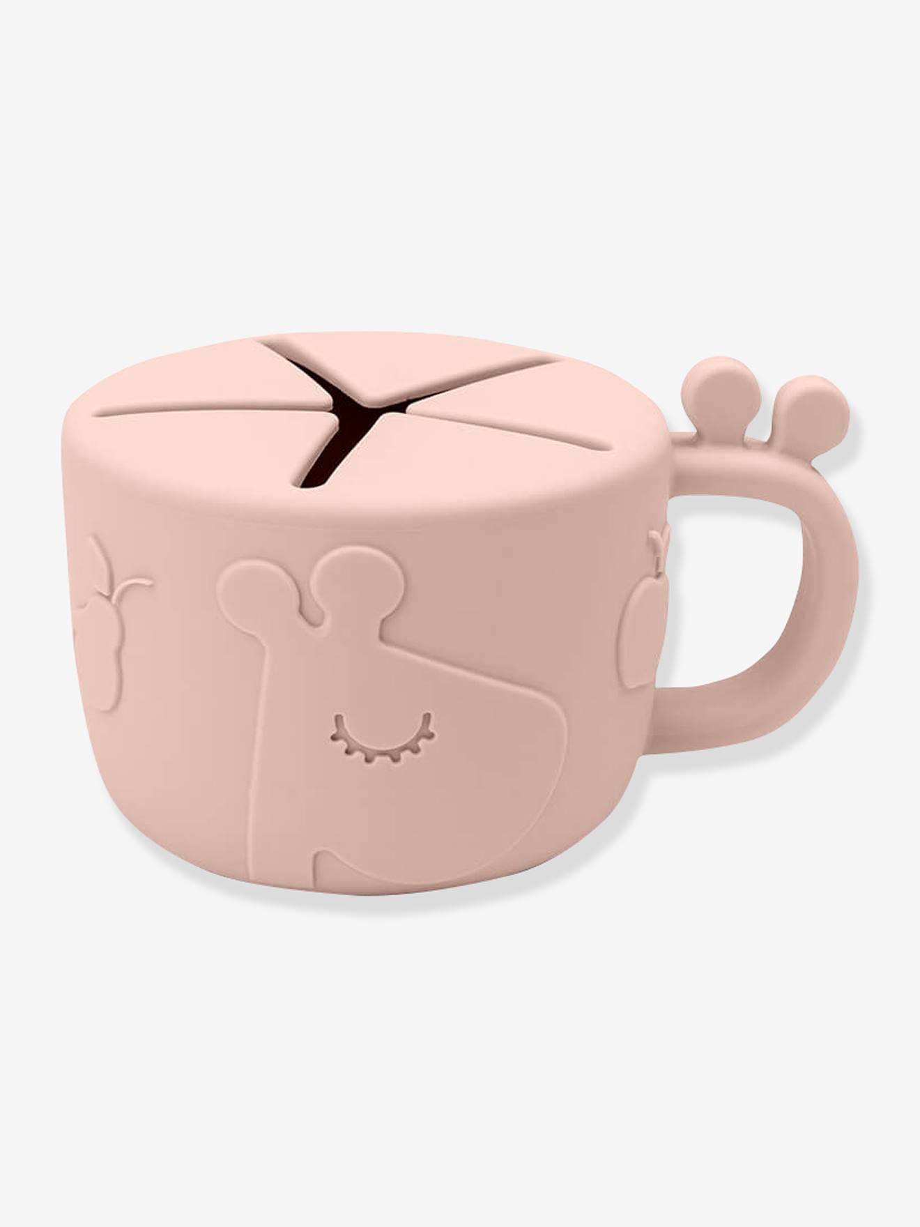 Tasse à goûter DONE BY DEER Peekaboo Raffi en silicone rose