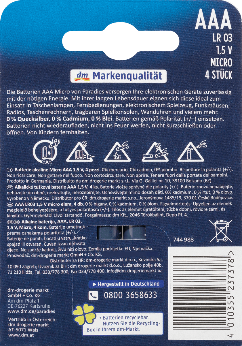 Batterien Power AAA, 4 St