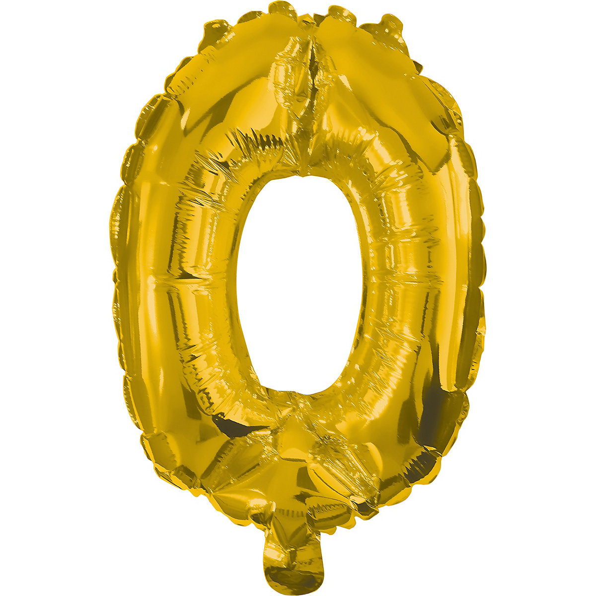Folienballon Zahl 0 gold, 33 cm, inkl. Pustehalm