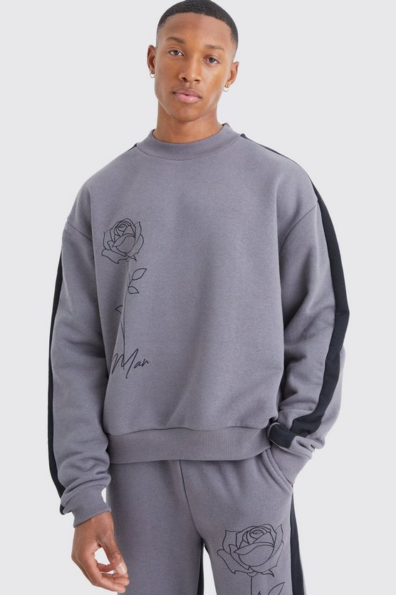 Sweatshirt-Trainingsanzug mit Man Rosen-Print