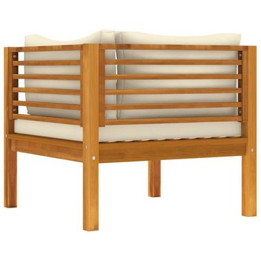 vidaXL Loungesofa 2-tlg. Sofagarnitur mit Cremeweißen Kissen Massivholz Akazie, 1 Teile