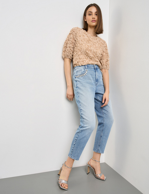 7/8 Jeans mit Strasssteinen Mom Fit
