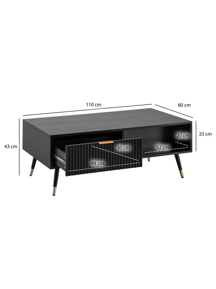KADIMA DESIGN Couchtisch 110x60x43 cm mit Eiche-Dekor Wohnzimmertisch, günstig kaufen onesize