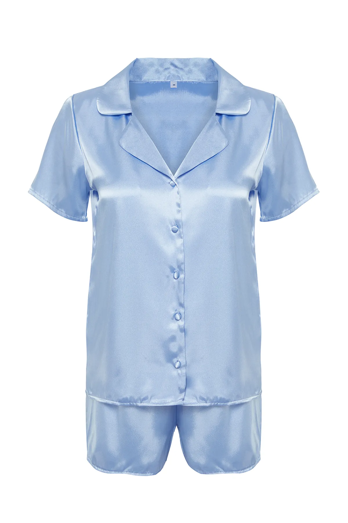 Trendyol Collection  Blaues Pyjama-Set aus gewebtem Satin THMSS24PT00118