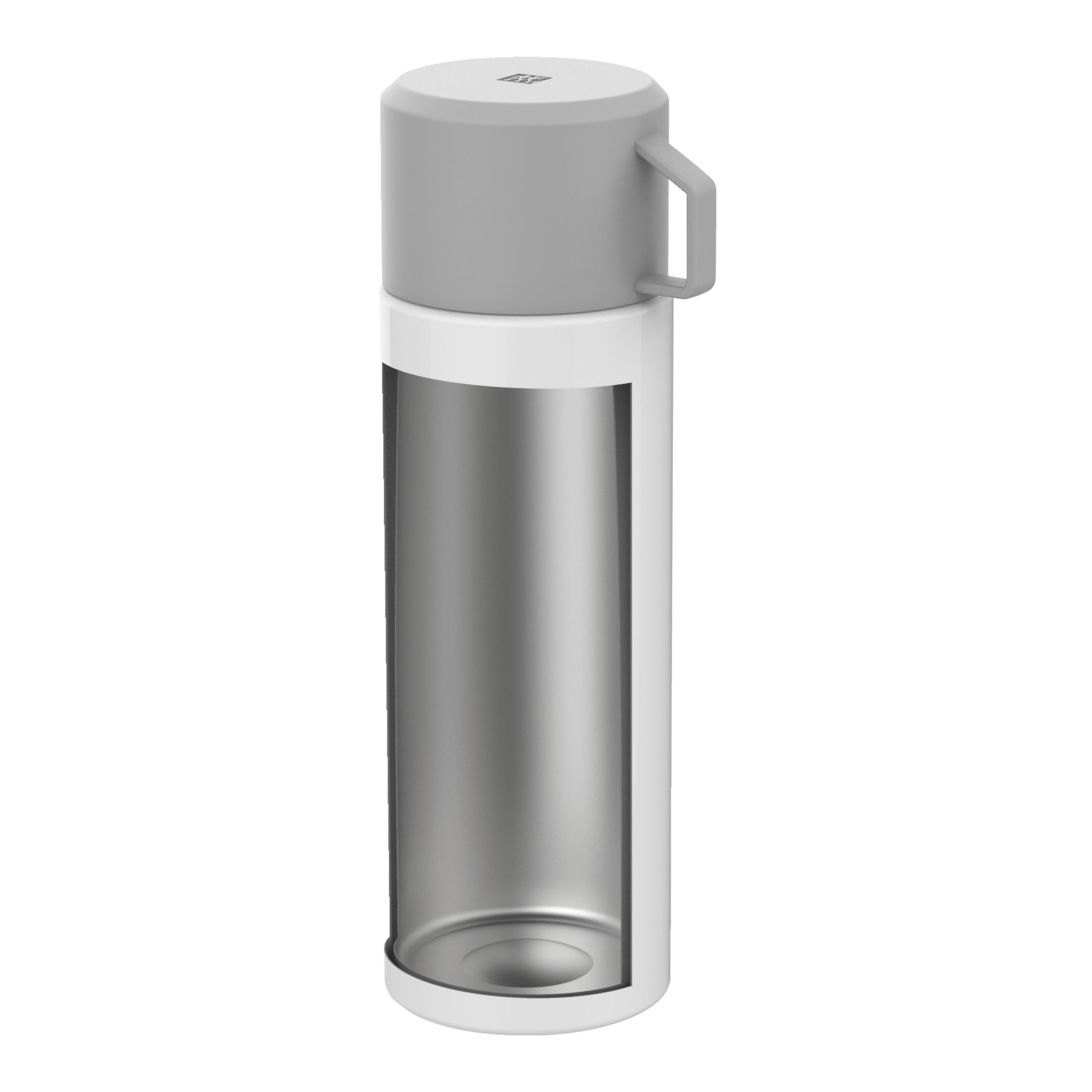 Isolierflasche, 1 l, Edelstahl, Weiß-grau