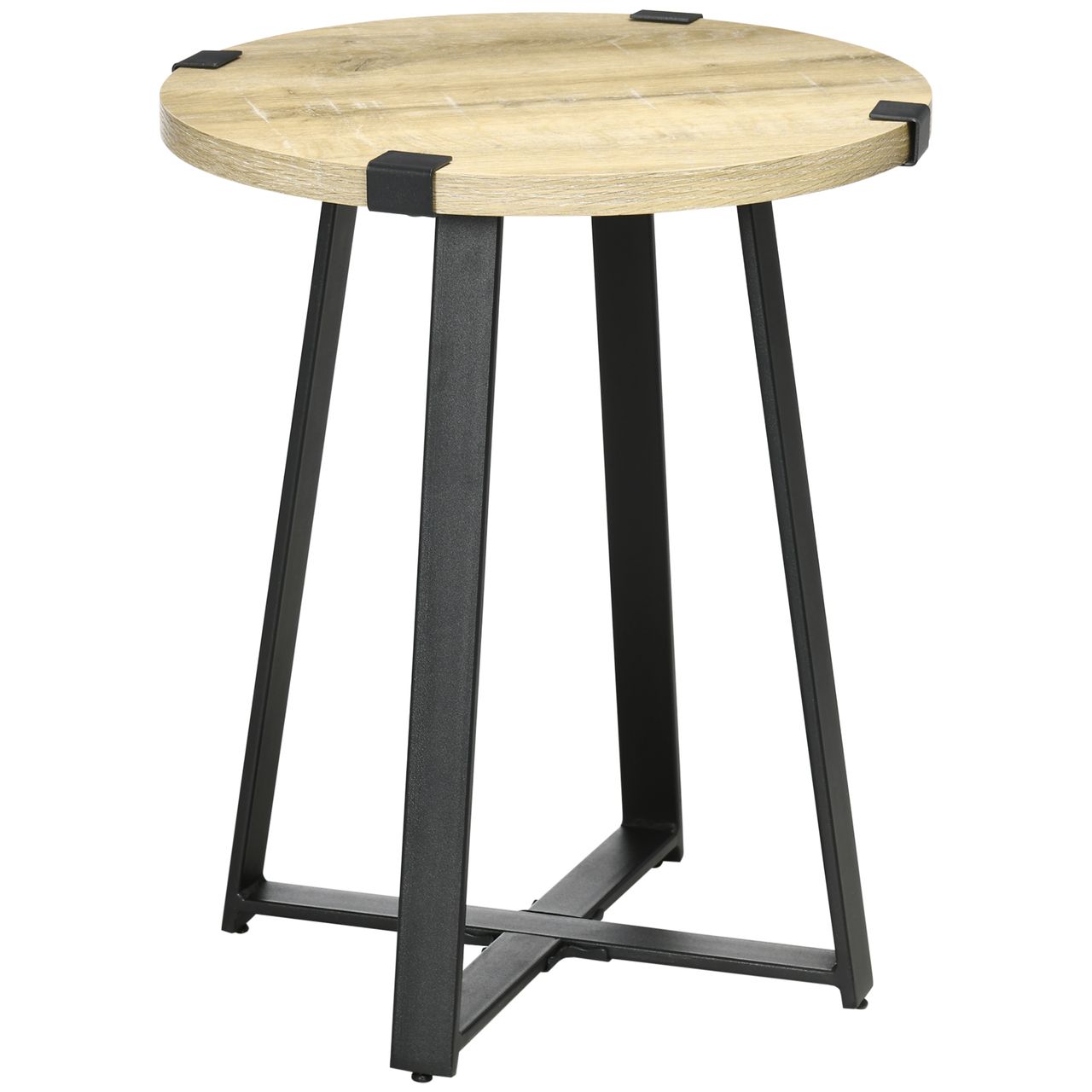 HOMCOM Couchtisch Runder Beistelltisch, Wohnzimmertisch mit Holzoptik Natur