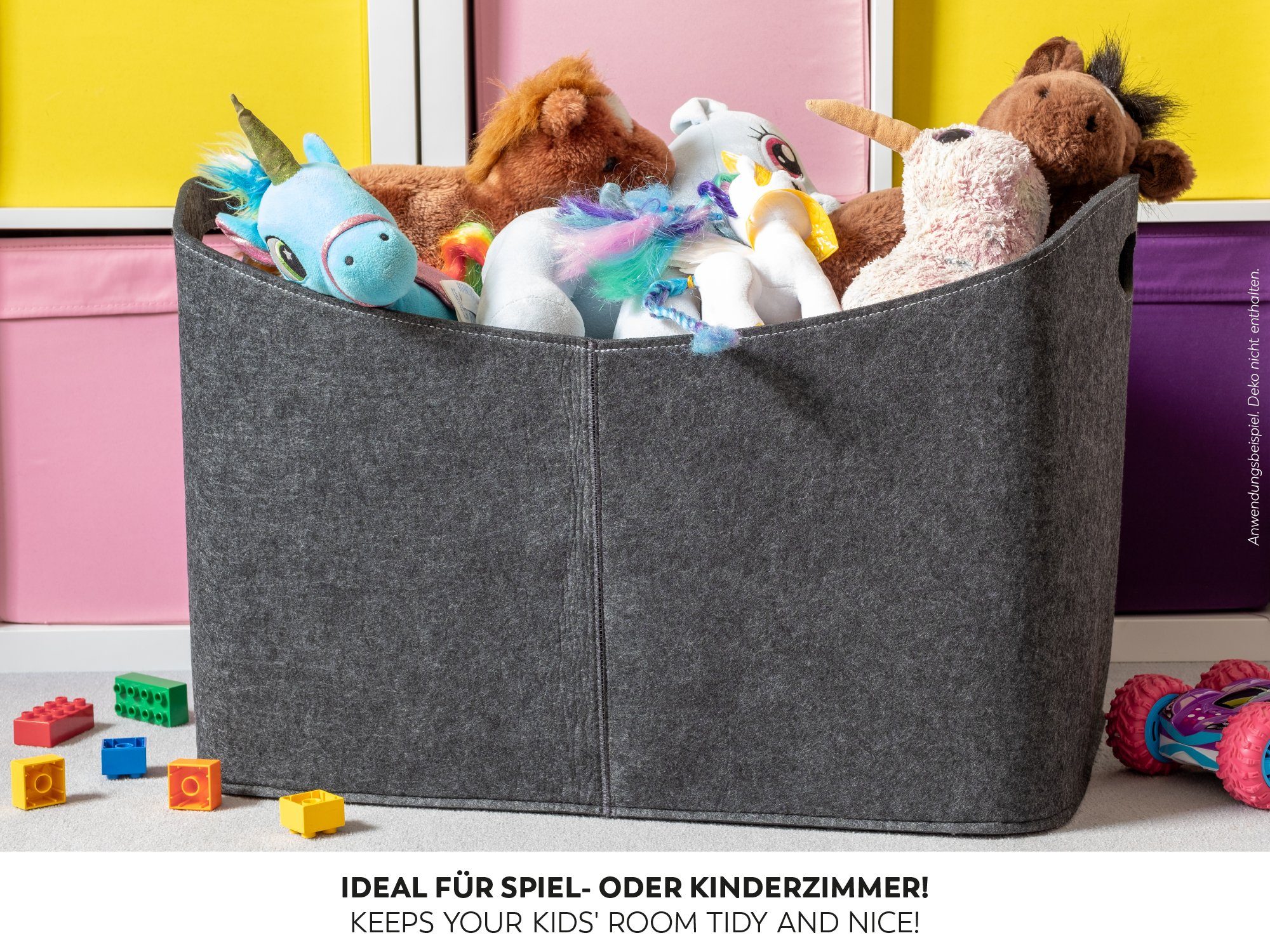 RUBBERNECK Aufbewahrungskorb Kaminholztasche Groß 3XL Filz für Kaminholz, Zeitungen - 63x40x42 cm