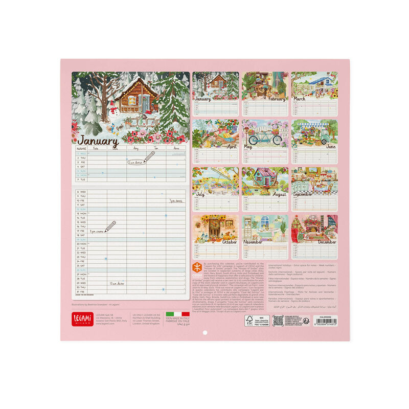 Calendario de pared 2025 - 30 x 29 cm