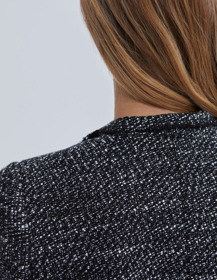 Veste noire esprit motard effet tweed Femme