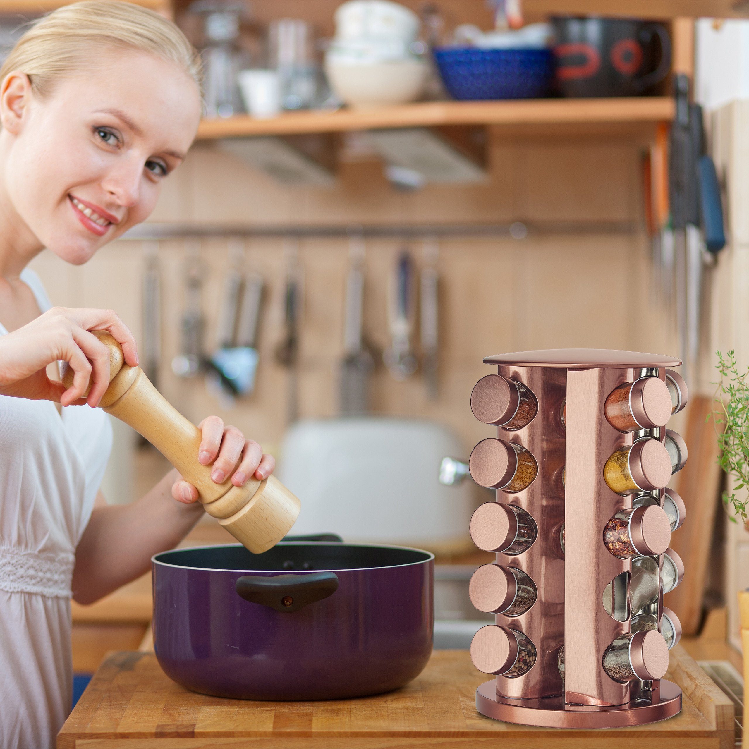 relaxdays Gewürzkarussell Gewürzkarussell mit 20 Gläsern