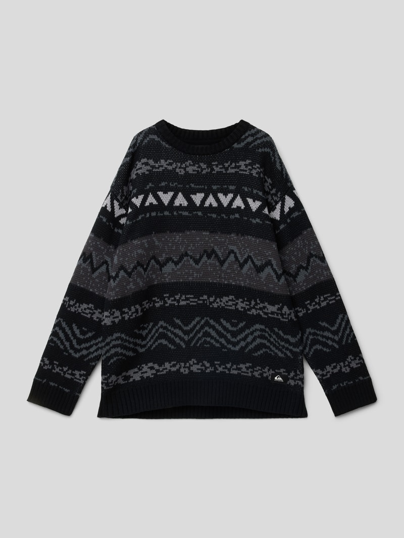 Strickpullover mit Rundhalsausschnitt Modell 'ELCHO' in schwarz