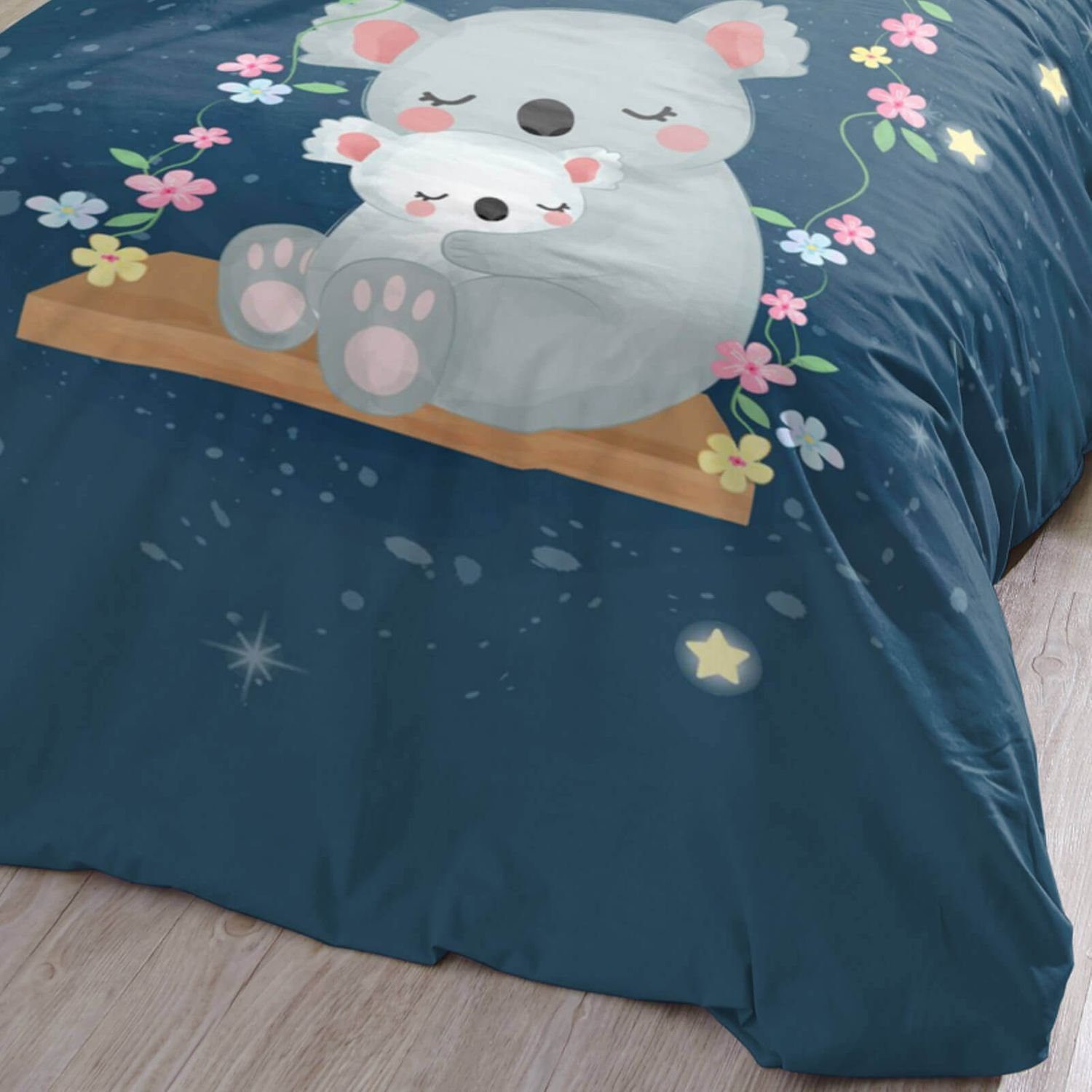 Kinderbettwäsche Schaukel Trendy Bedding, ESPiCO, Renforcé, 2 teilig, Tiermotiv, Mond, Blümchen