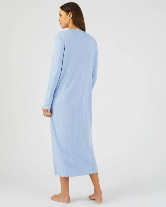 Chemise de nuit maille interlock côtelée douce et souple