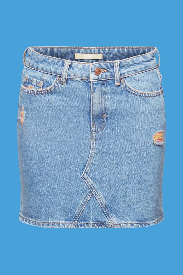 Denim-Minirock mit gerippten Details