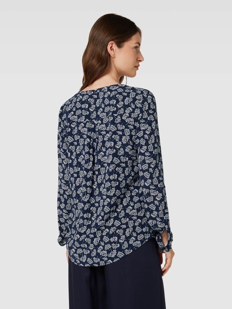 Blusenshirt mit Allover-Print in dunkelblau