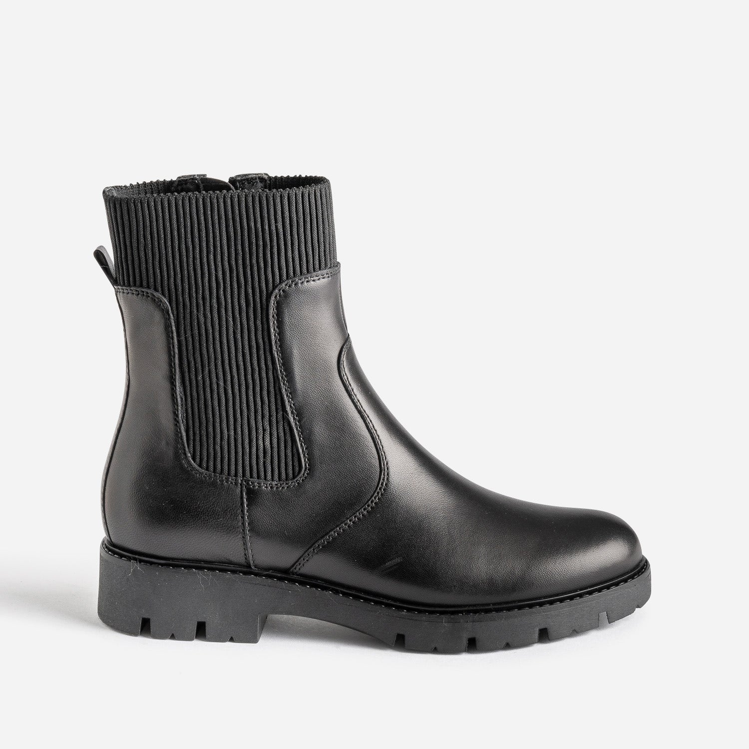 Chelsea boots éco-conçu BUGGY noir cuir tige élastiquée