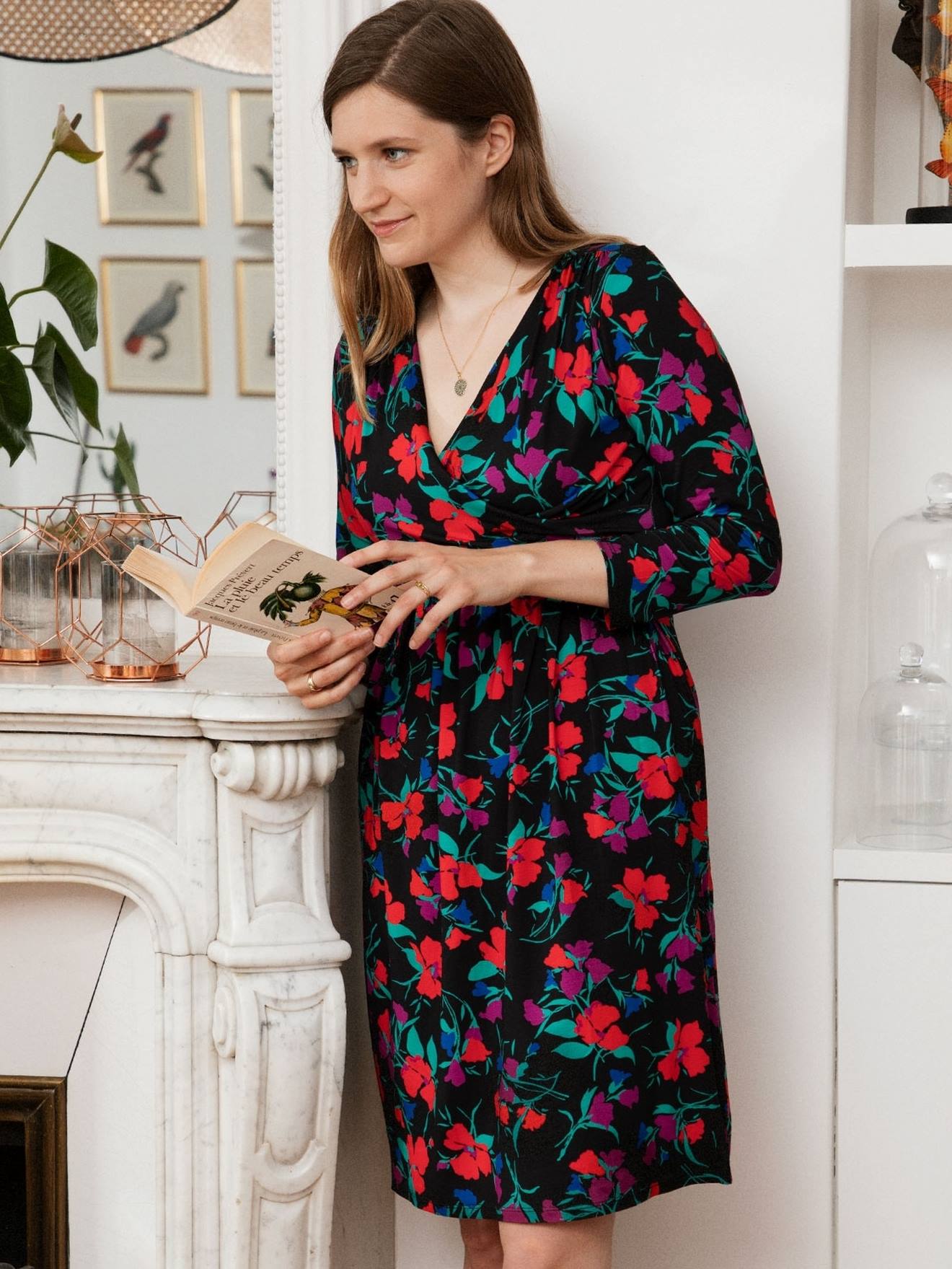 Envie de Fraise Wickelkleid für Schwangerschaft & Stillzeit DIVINE LS ENVIE DE FRAISE - violett bedruckt