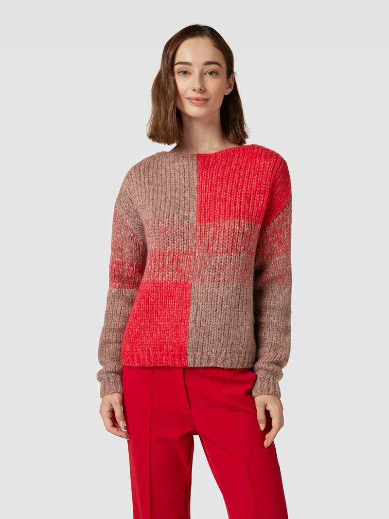 Strickpullover in Two-Tone-Machart in altrosa
