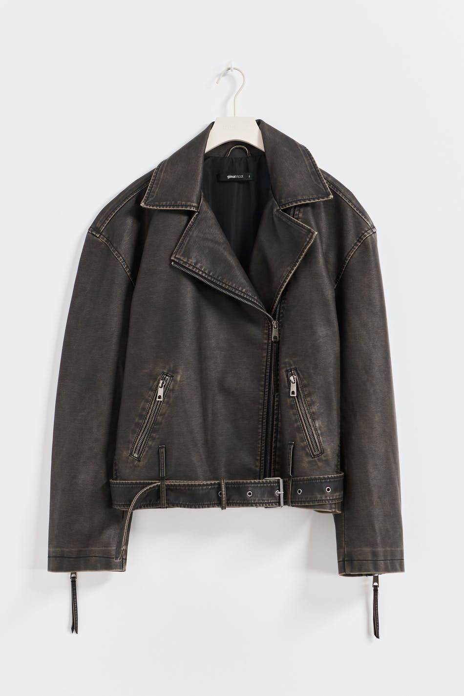 Washed biker jacket