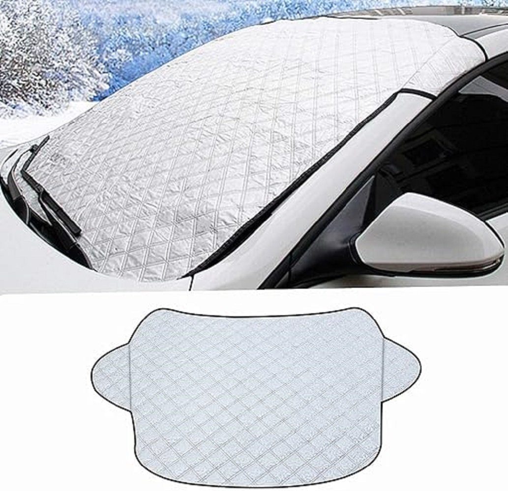 YUHRO Autosonnenschutz Abdeckung der Windschutzscheibe, Sonnenschutzdach aus Aluminiumfolie., 143 x 93 cm, Staubdicht, regensicher, frostsicher, wasserdicht,zusammenklappbar
