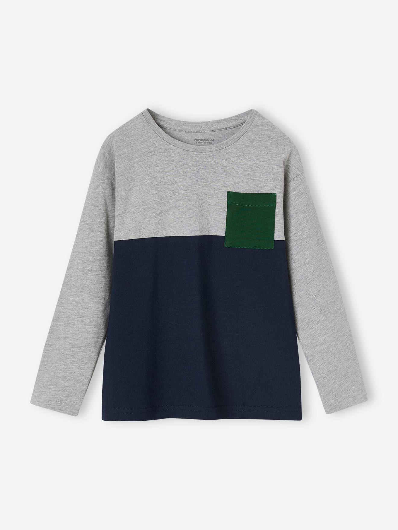 Tee-shirt colorblock garçon chocolat