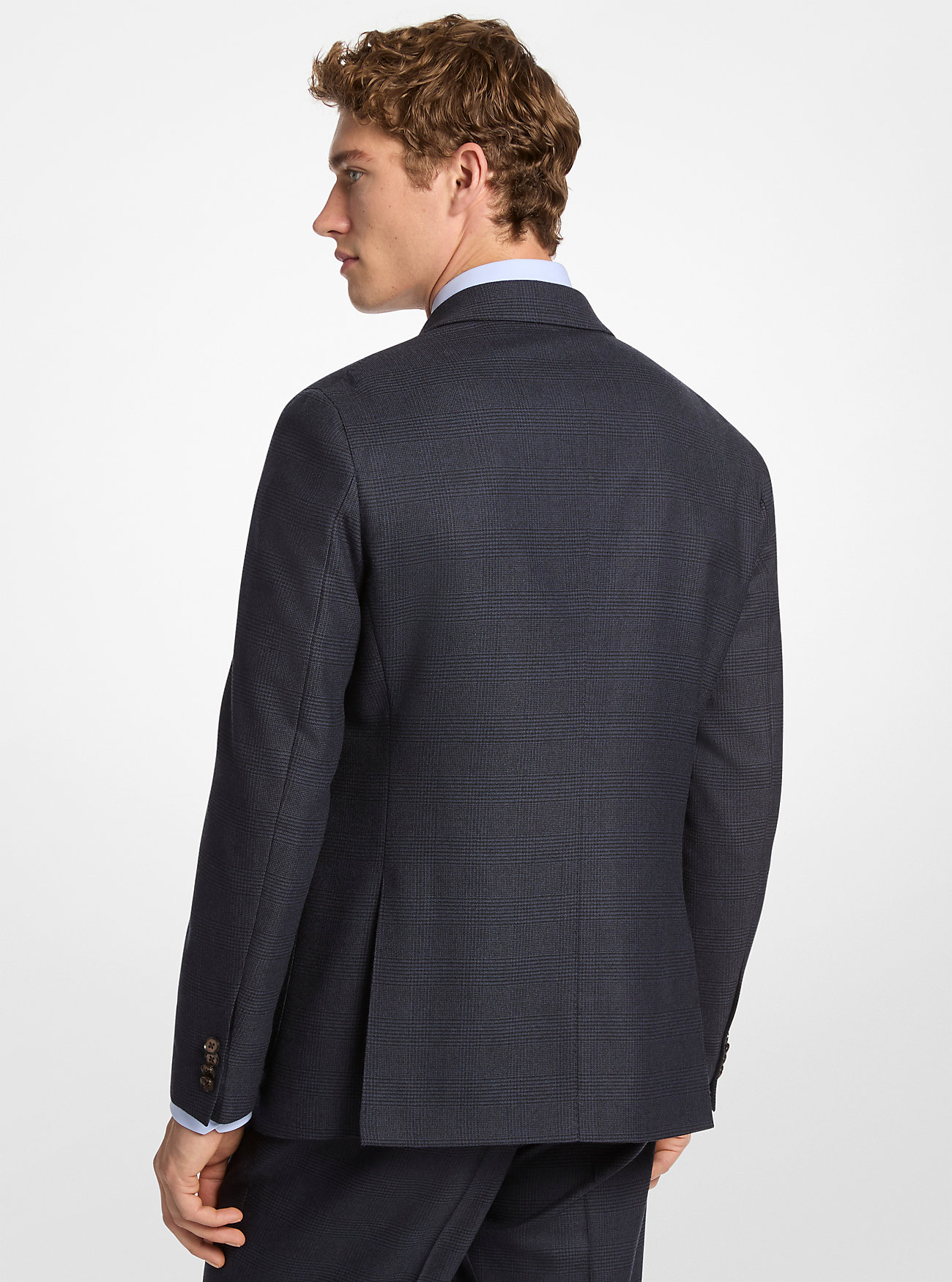 Tonal Glen Check Blazer og Bukser - Marineblå