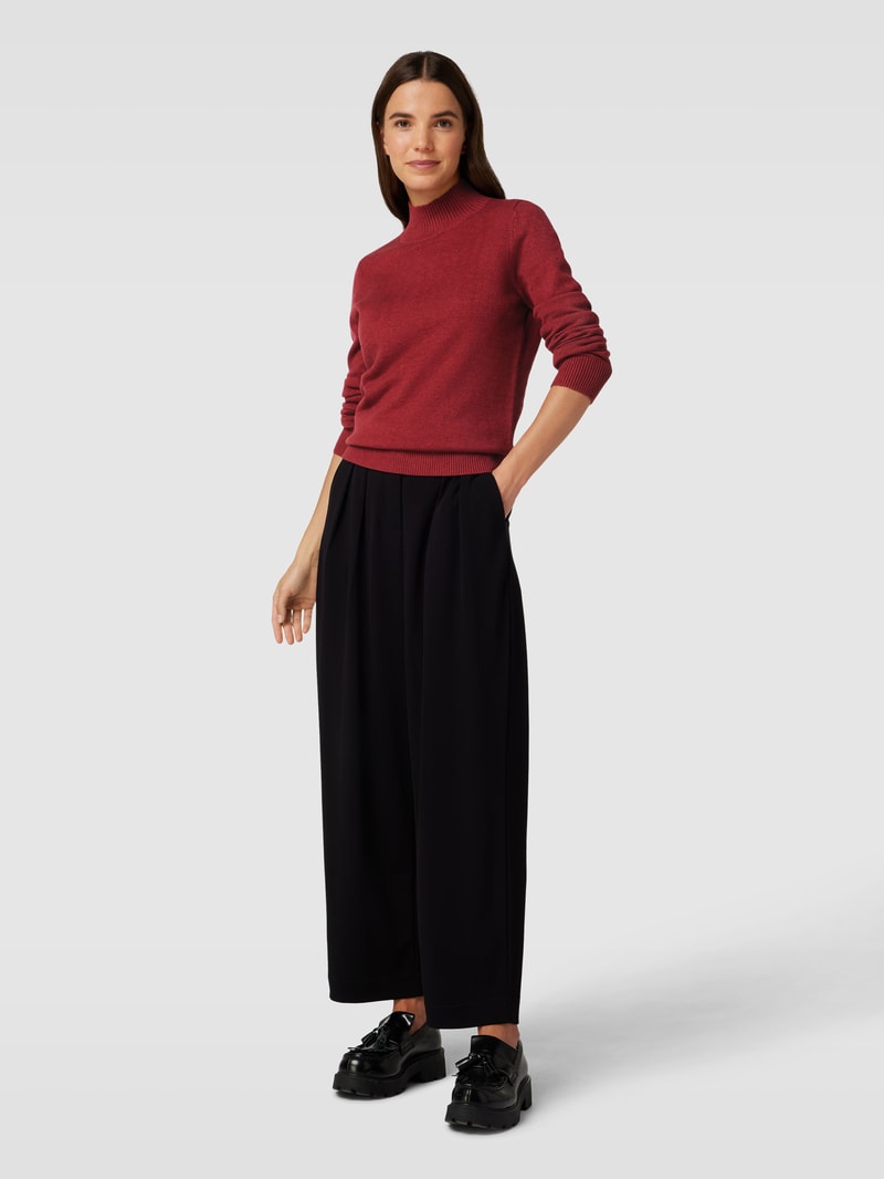 Strickpullover mit Stehkragen in bordeaux rot meliert