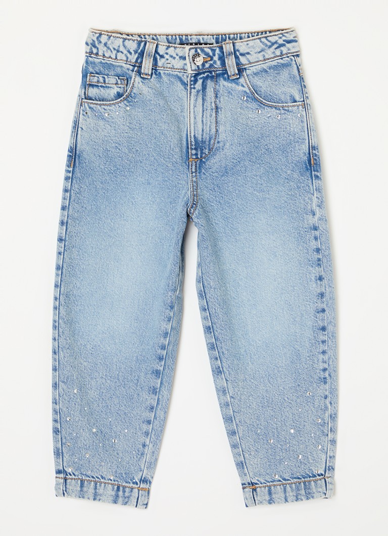 Sisley Young  High waist tapered jeans met strass