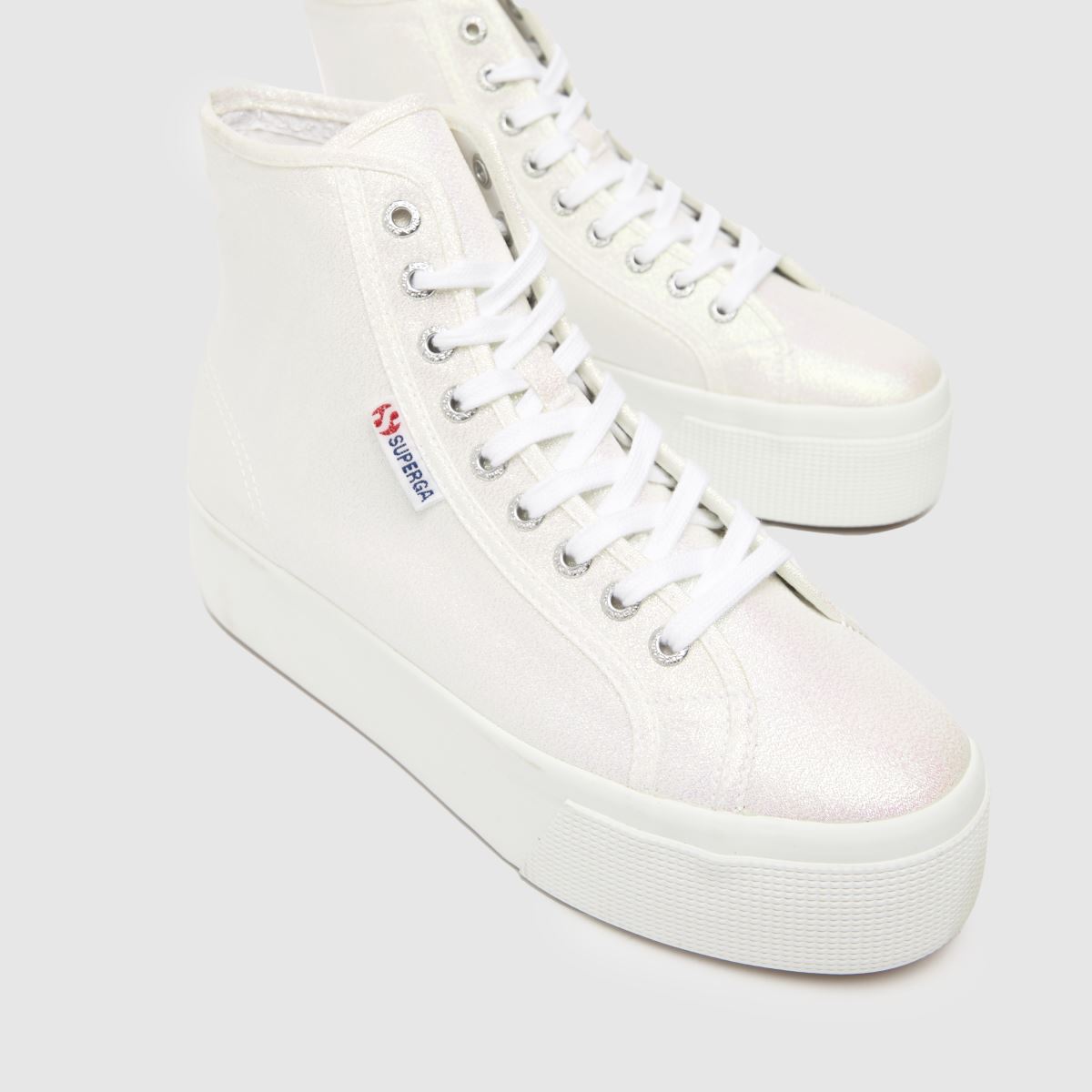 Superga 2708 – Vita höga sneakers med lame-motiv