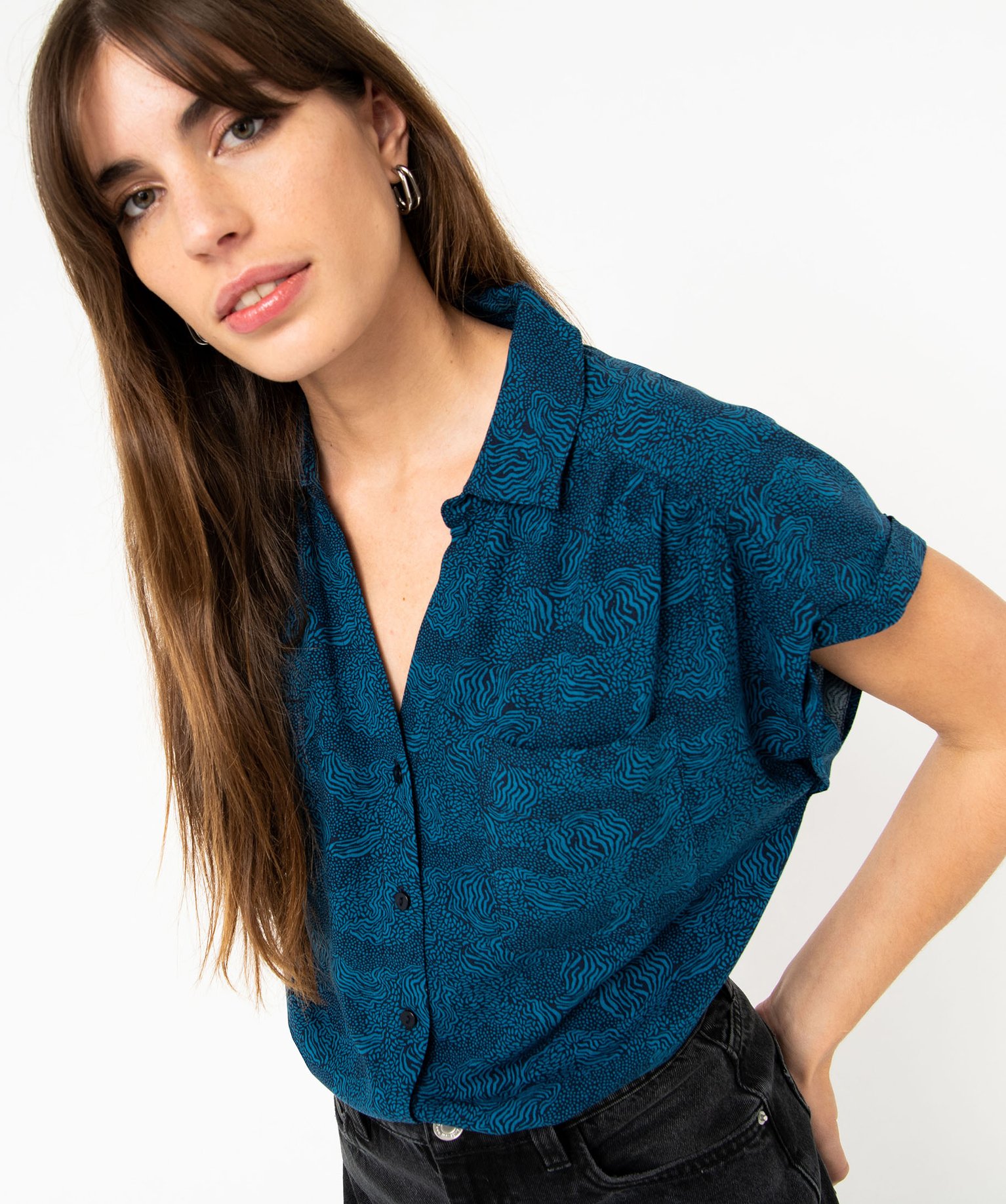 Chemise à manches courtes imprimée femme imprime | GEMO