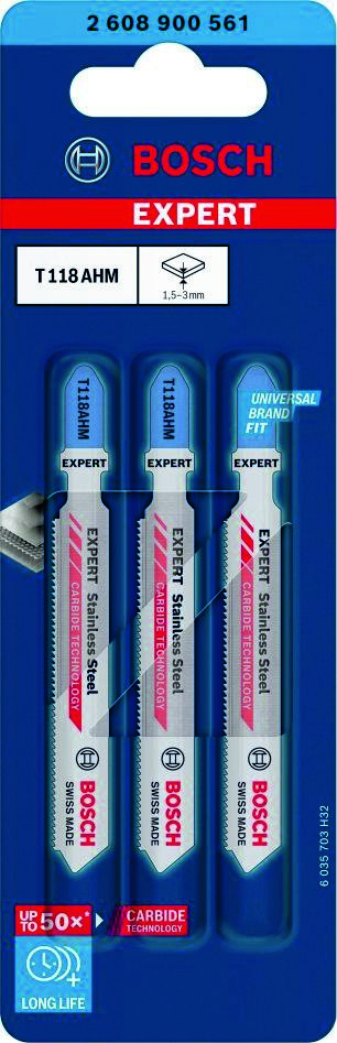 Bosch Blue Zubehör 2608900561 Expert „Edelstahl“ T 118 AHM Stichsägeblatt 3-teilig