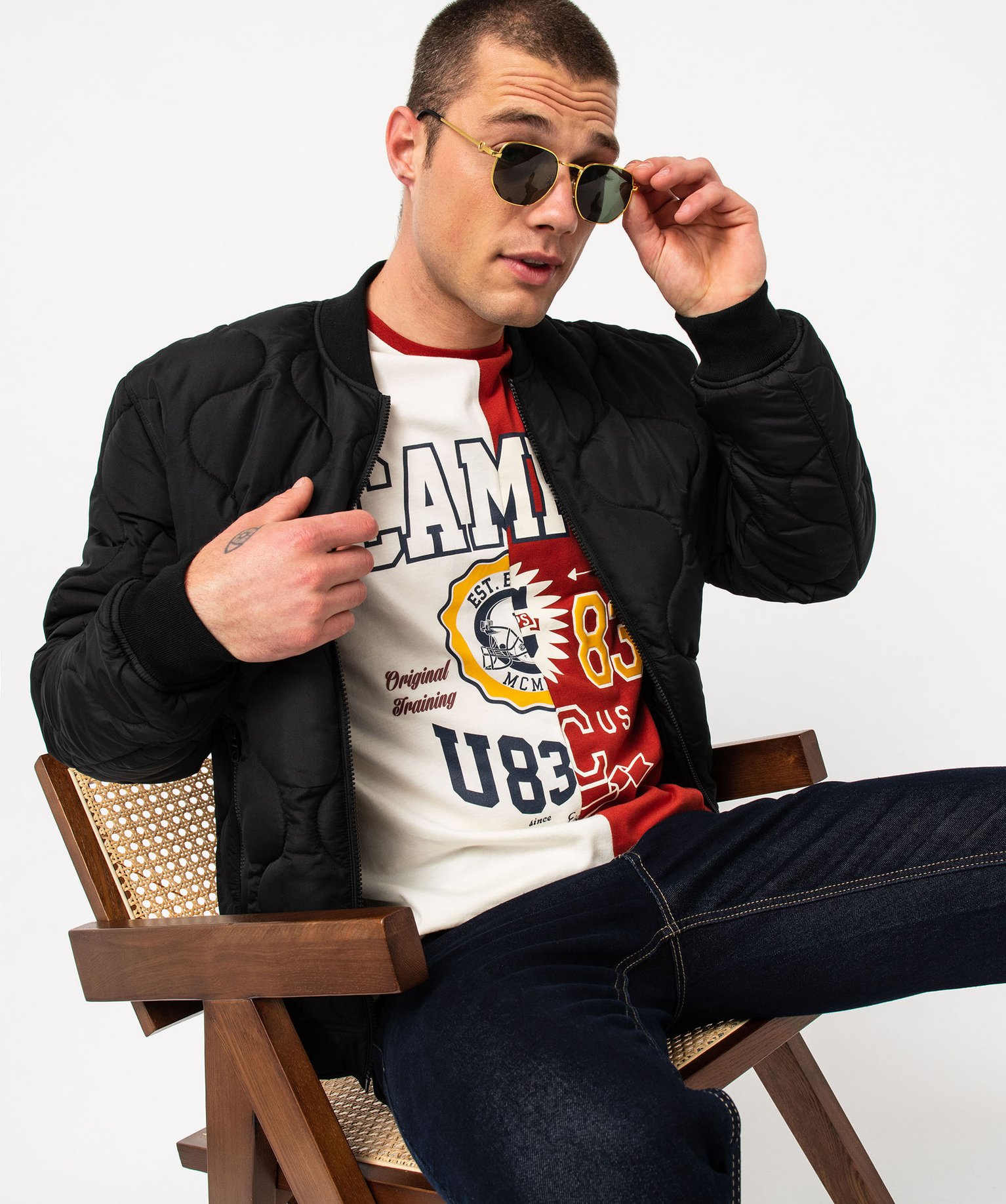 Tee-shirt manches courtes bicolore homme - Camps United rouge | GEMO