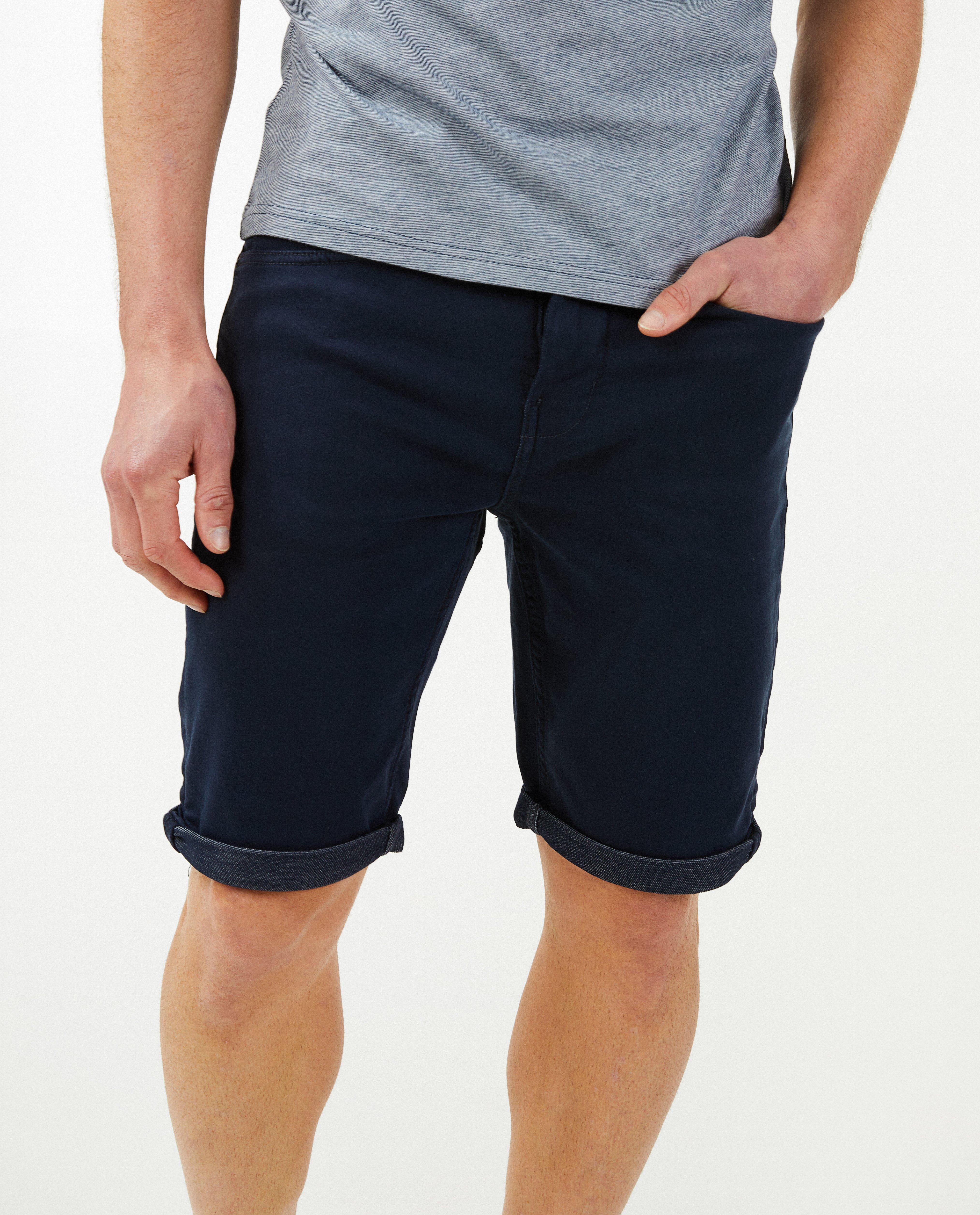 Pantaloni scurți de quarterback cu 5 buzunare, croială slim, albastru închis