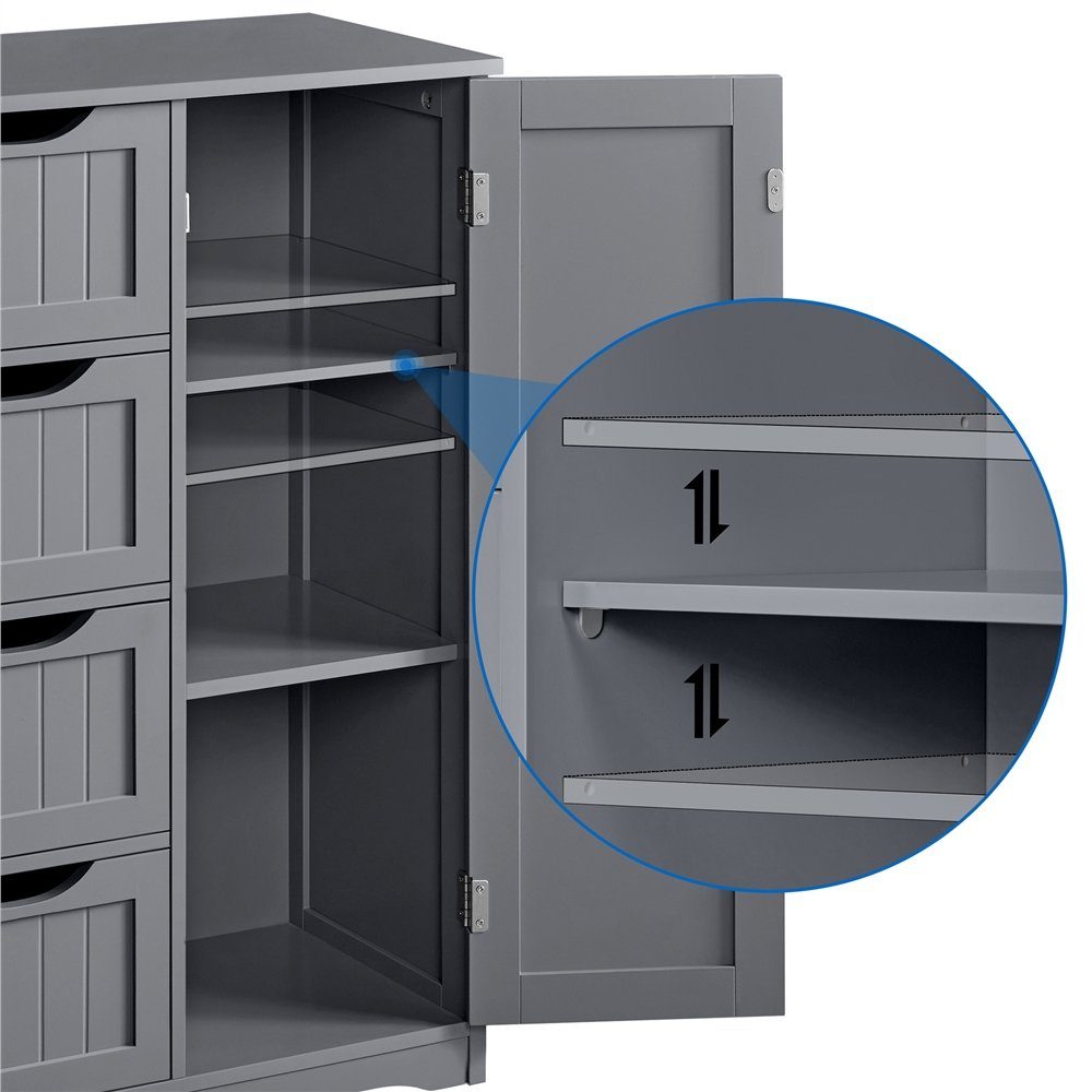 Yaheetech Badkommode Badezimmerschrank, verstellbar, Sideboard